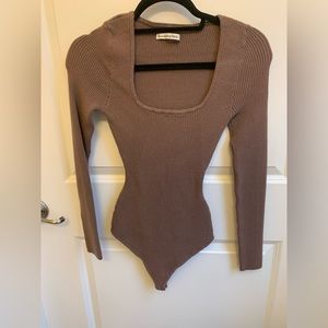 Abercrombie Brown Long-Sleeve squareneck Sweater bodysuit, never worn!